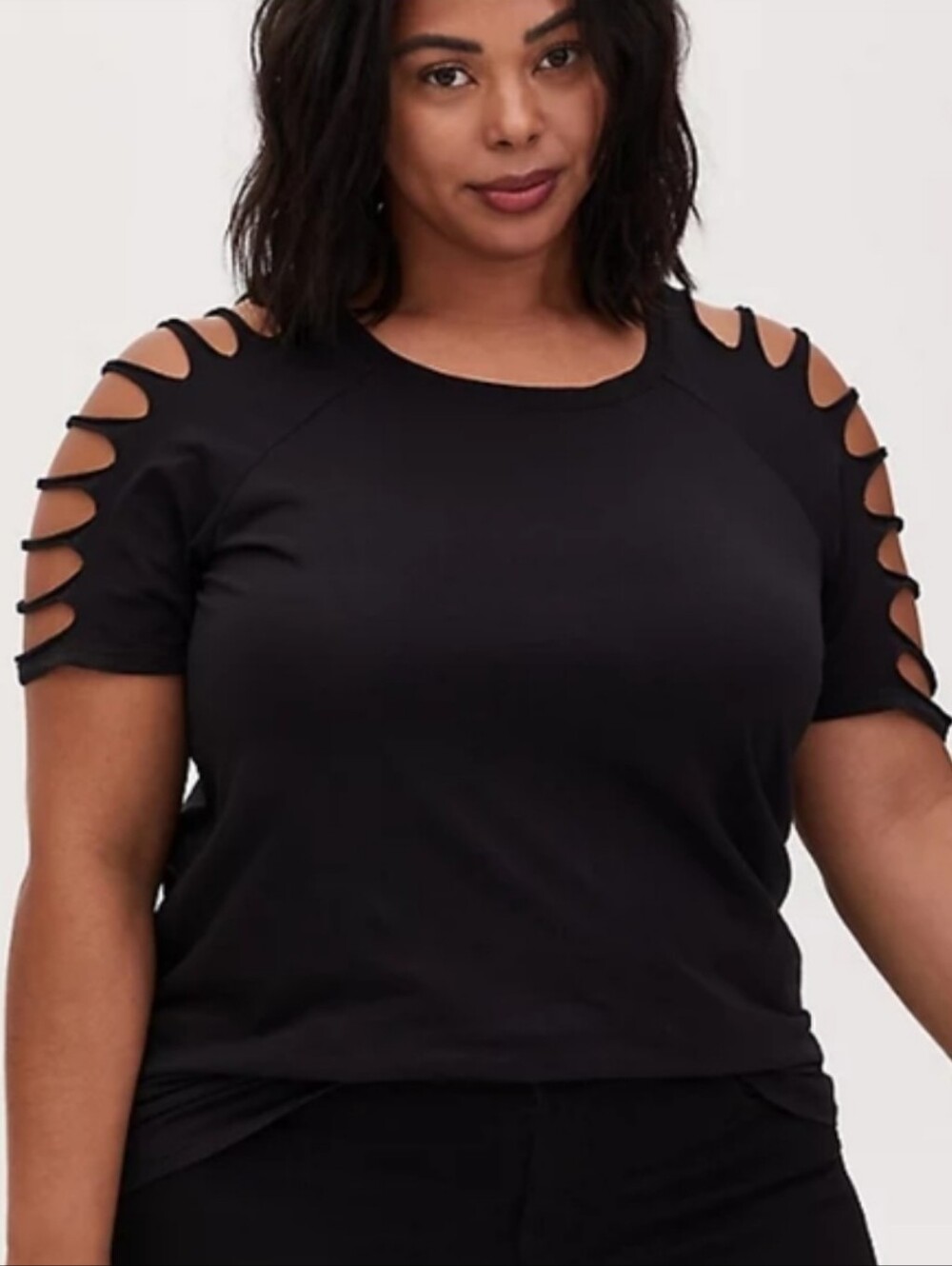 Torrid Black Slasher Raglan Punk Rocker Grunge Tee